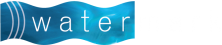 Blue and white Water log with checkered background.