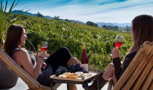 Women drink wine in South Okanagan