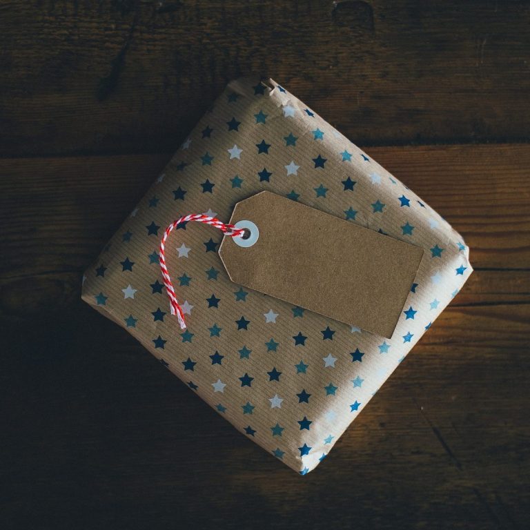 gift box with star wrapping