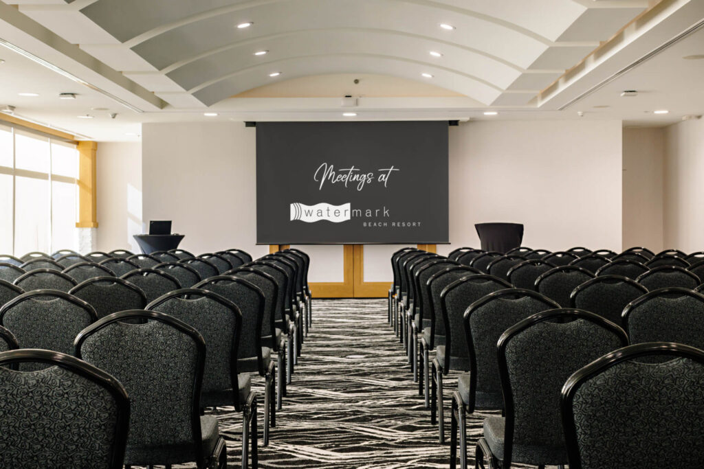 Conference room set up for meetings at Watermark Beach Resort in Osoyoos