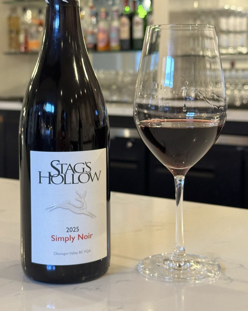 A bottle of Stag's Hollow Simply Noir red wine from Okanagan Falls